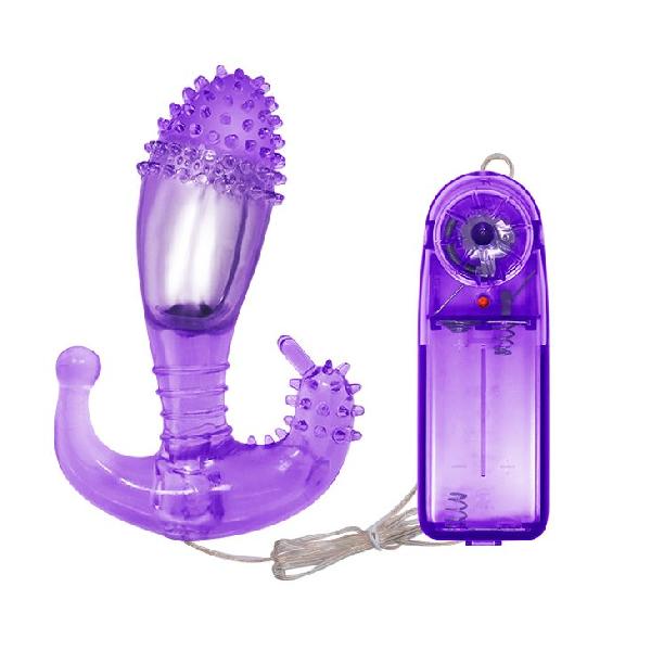Фиолетовый вибростимулятор с шипами на головке - 14,3 см. от Baile