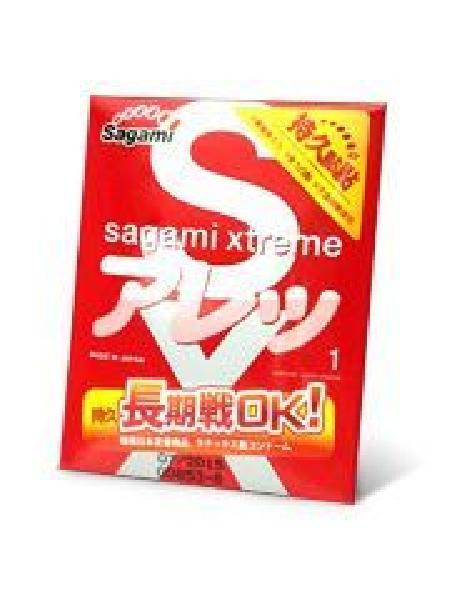Утолщенный презерватив Sagami Xtreme FEEL LONG с точками - 1 шт. от Sagami