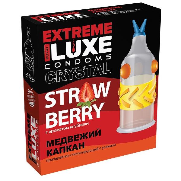 Стимулирующий презерватив  Медвежий капкан  с ароматом клубники - 1 шт. от Luxe