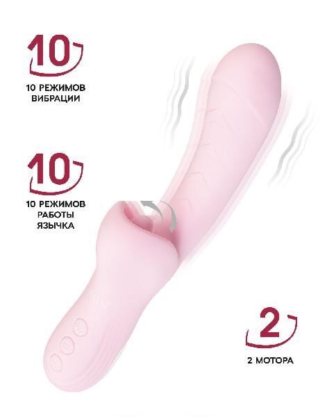 Розовый вибратор-кролик с ласкающим язычком Orali - 22 см. от JOS