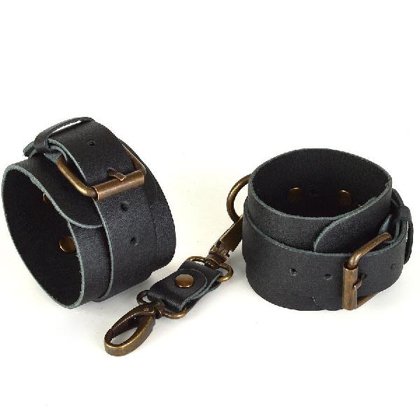 Черные кожаные наручники IDEAL от Sitabella
