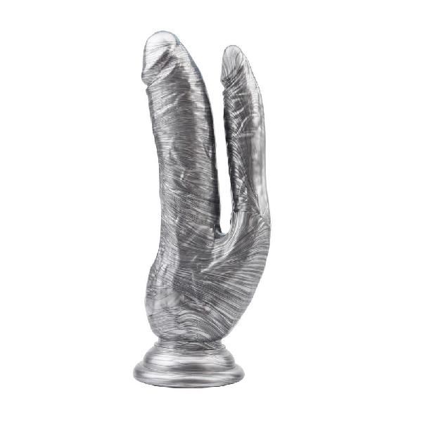 Серебристый анально-вагинальный фаллоимитатор Ivana Havesex - 19,5 см. от Chisa