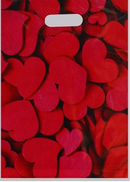 Полиэтиленовый пакет с красными сердечками - 31 х 40 см. от Сима-Ленд