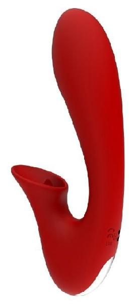 Красный вибромассажер с клиторальной стимуляцией IRIS - 20 см. от Dream Toys