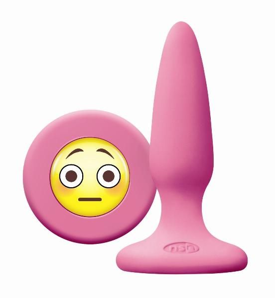 Розовая силиконовая пробка Emoji Face OMG - 8,6 см. от NS Novelties