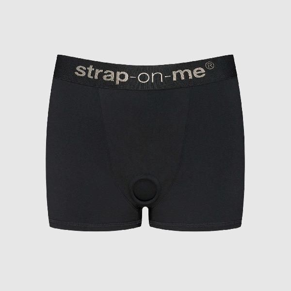 Черные трусики-боксеры для фиксации насадок Strap-on-me Harness Lingerie Allure - size S от Strap-on-me