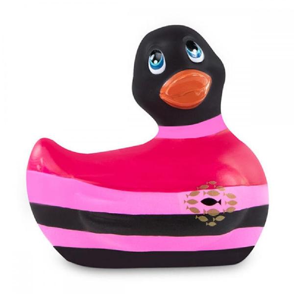 Вибратор-уточка I Rub My Duckie 2.0 Colors с черно-розовыми полосками от Big Teaze Toys