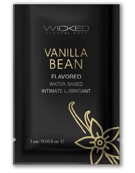 Лубрикант на водной основе с ароматом ванильных бобов Wicked Aqua Vanilla Bean - 3 мл. от Wicked