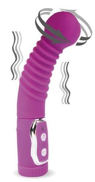 Фиолетовый вибромассажер-ротатор с 5 режимами - 19 см. от Bior toys