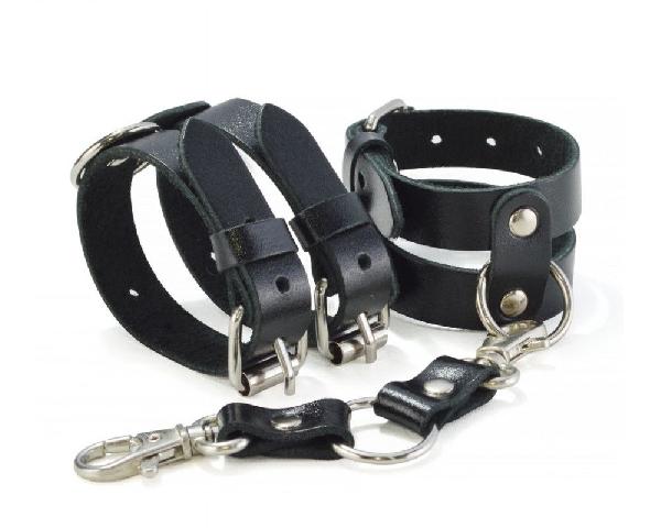 Черные наручники  Грация  с пряжками от Sitabella