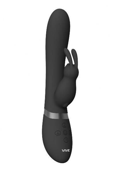 Черный вибромассажер-кролик Taka - 21,3 см. от Shots Media BV