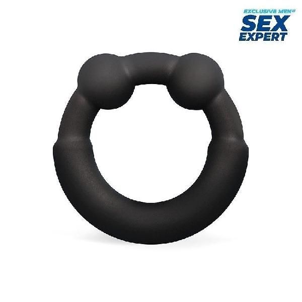 Черное эрекционное силиконовое кольцо от Sex Expert