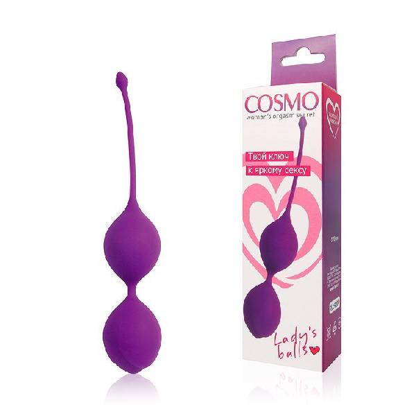 Фиолетовые двойные вагинальные шарики с хвостиком Cosmo от Bior toys