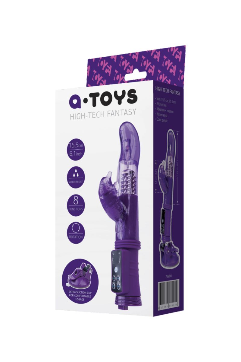 Фиолетовый вибратор с клиторальным стимулятором и супер надёжной присоской от A-toys