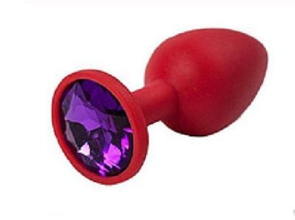 Красная анальная втулка с фиолетовым кристаллом - 7,3 см. от Сумерки богов