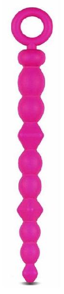 Розовая анальная цепочка-елочка SILICONE BEADS - 24,6 см. от Blush Novelties