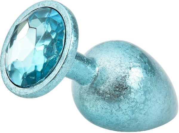 Голубая алюминиевая анальная пробка с кристаллом - 6 см. от Kanikule