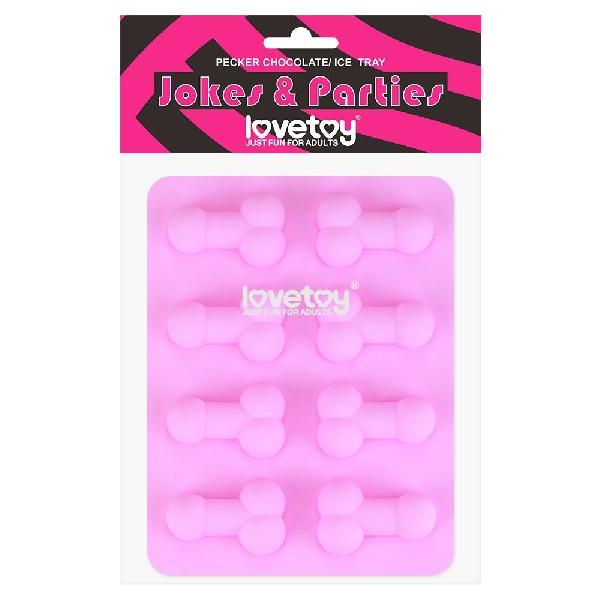 Розовая формочка для льда и шоколада Pecker Chocolate/Ice Tray от Lovetoy