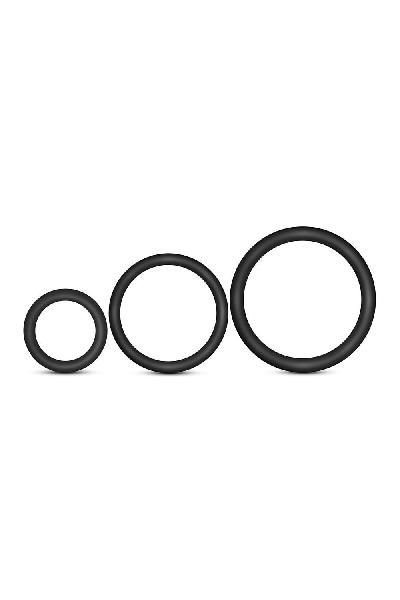 Набор из 3 черных эрекционных колец Cock Ring Set от Blush Novelties