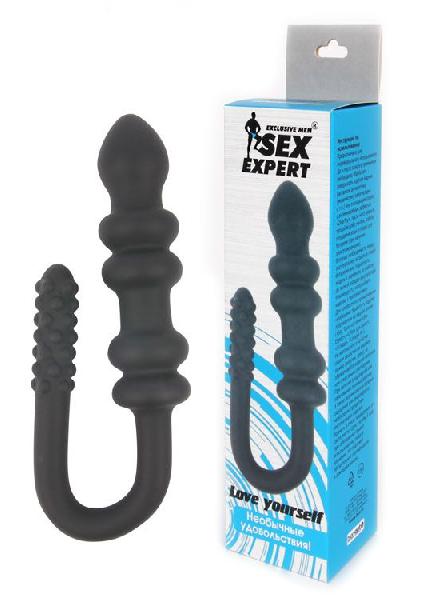 Чёрный стимулятор с различным рельефом Sex Expert от Bior toys