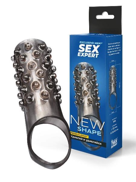 Дымчатая насадка на пенис с выпуклостями - 12 см. от Sex Expert