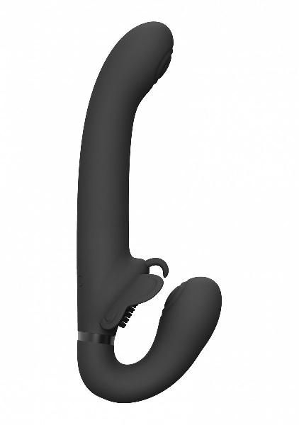 Черный женский безремневой вибрострапон Satu - 23 см. от Shots Media BV