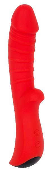 Красный вибромассажёр с рёбрышками Ribbed - 18 см. от Vandersex