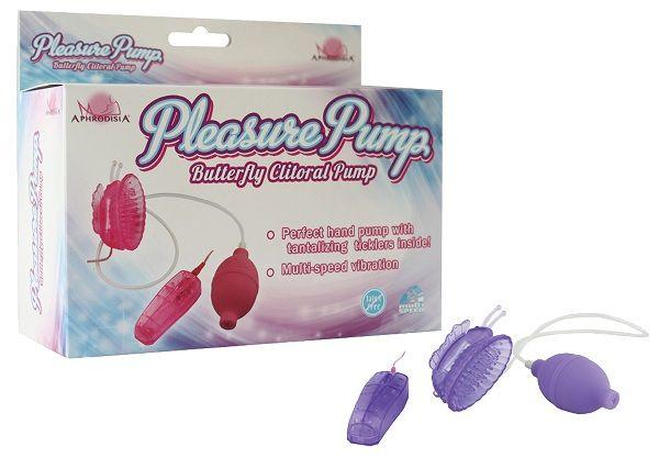 Фиолетовая помпа с вибрацией Pleasure Pump Butterfly Clitoral от Howells