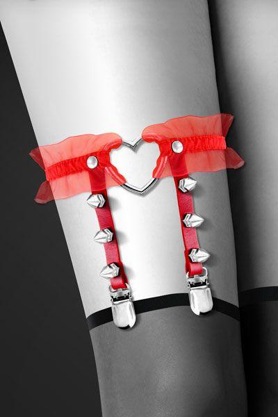 Красная подвязка с сердцем и шипами GARTER WITH HEART от Bijoux Pour Toi