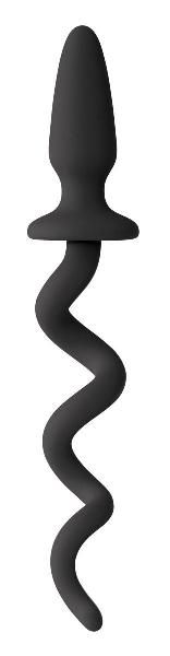 Черная анальная пробка с хвостом-спиралью Oinkz от NS Novelties