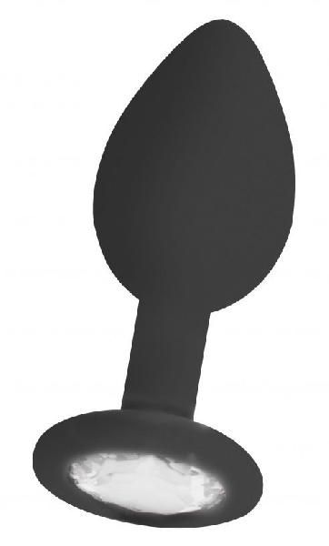Черная анальная пробка с прозрачным кристаллом Diamond Butt Plug - 7,3 см. от Shots Media BV