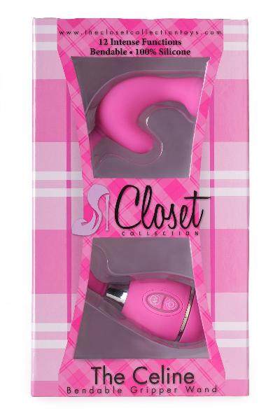 Розовый вибростимулятор на гибкой ручке THE CELINE GRIPPER от Closet Collection