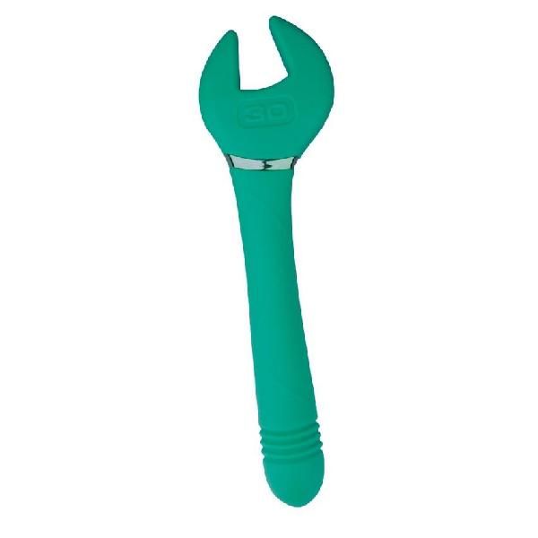 Зеленый двусторонний вибратор Key Control Massager Wand в форме гаечного ключа от Erokay