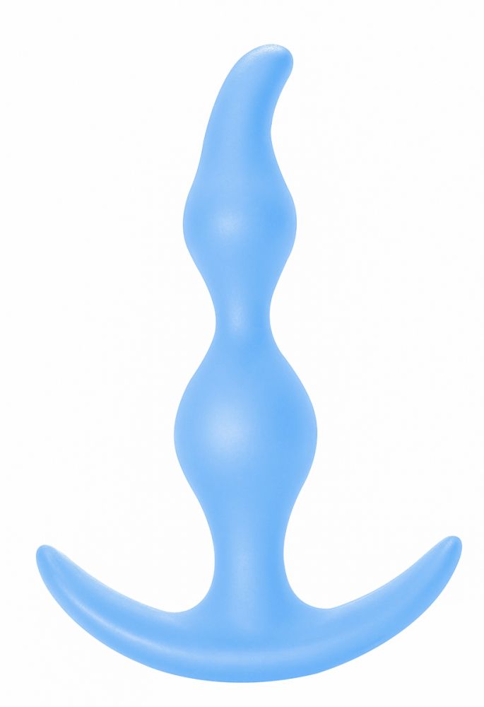 Голубая анальная пробка Bent Anal Plug Black - 13 см. от Lola toys