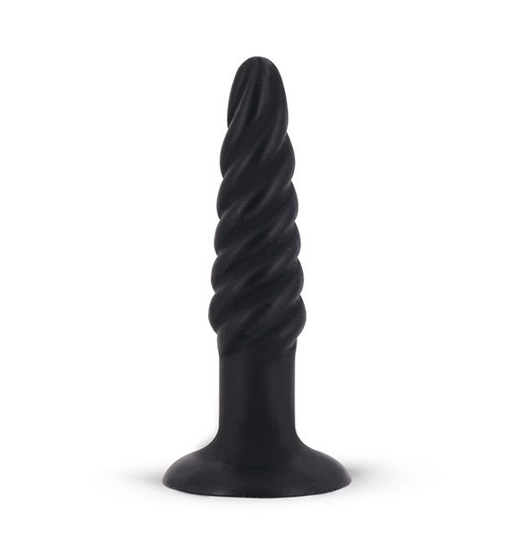Анальная пробка со спиралевидным рельефом MENZSTUFF SPIRAL PLUG BLACK - 11,5 см. от Dream Toys