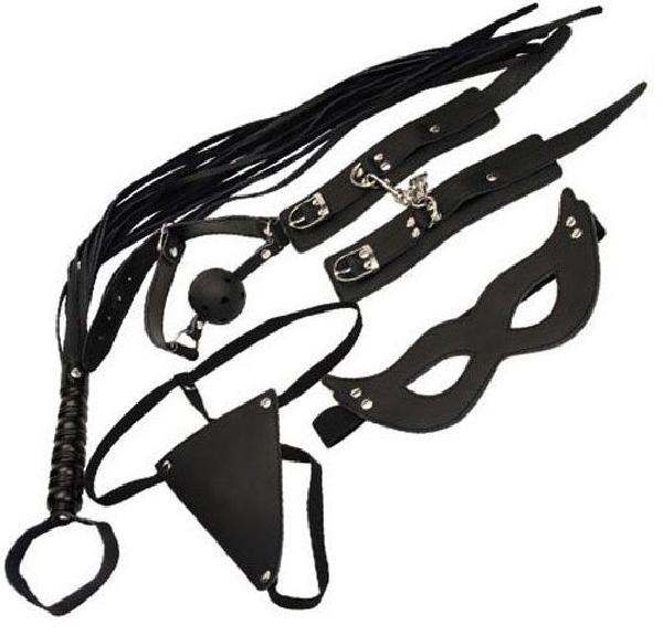 Оригинальный БДСМ-набор: маска, кляп, наручники, стринги, флогер от Eroticon