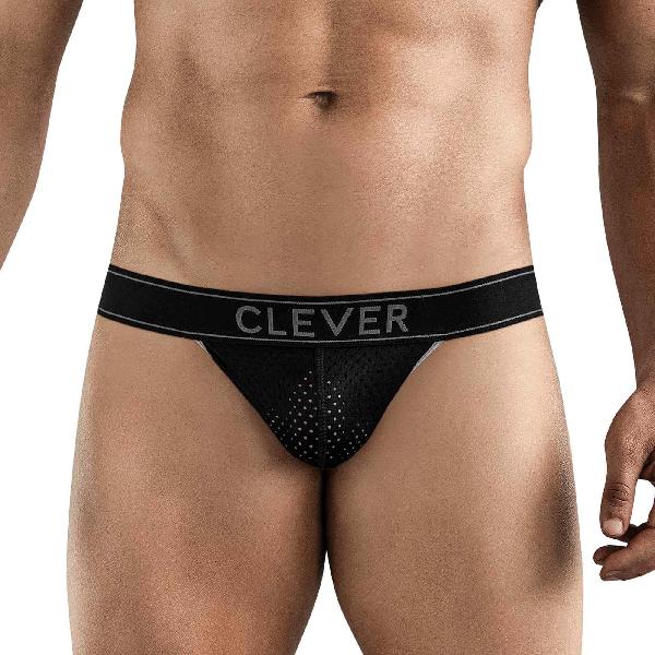 Черные перфорированные трусы-джоки Clever Ambar Jockstrap от Clever Masculine Underwear