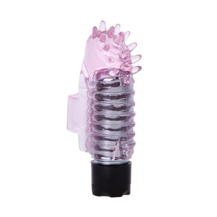 Розовый вибростимулятор с шипиками на палец от Baile