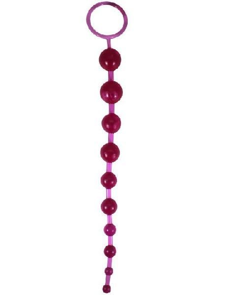 Ярко-розовая анальная цепочка Beads of Pleasure - 30 см. от Eroticon