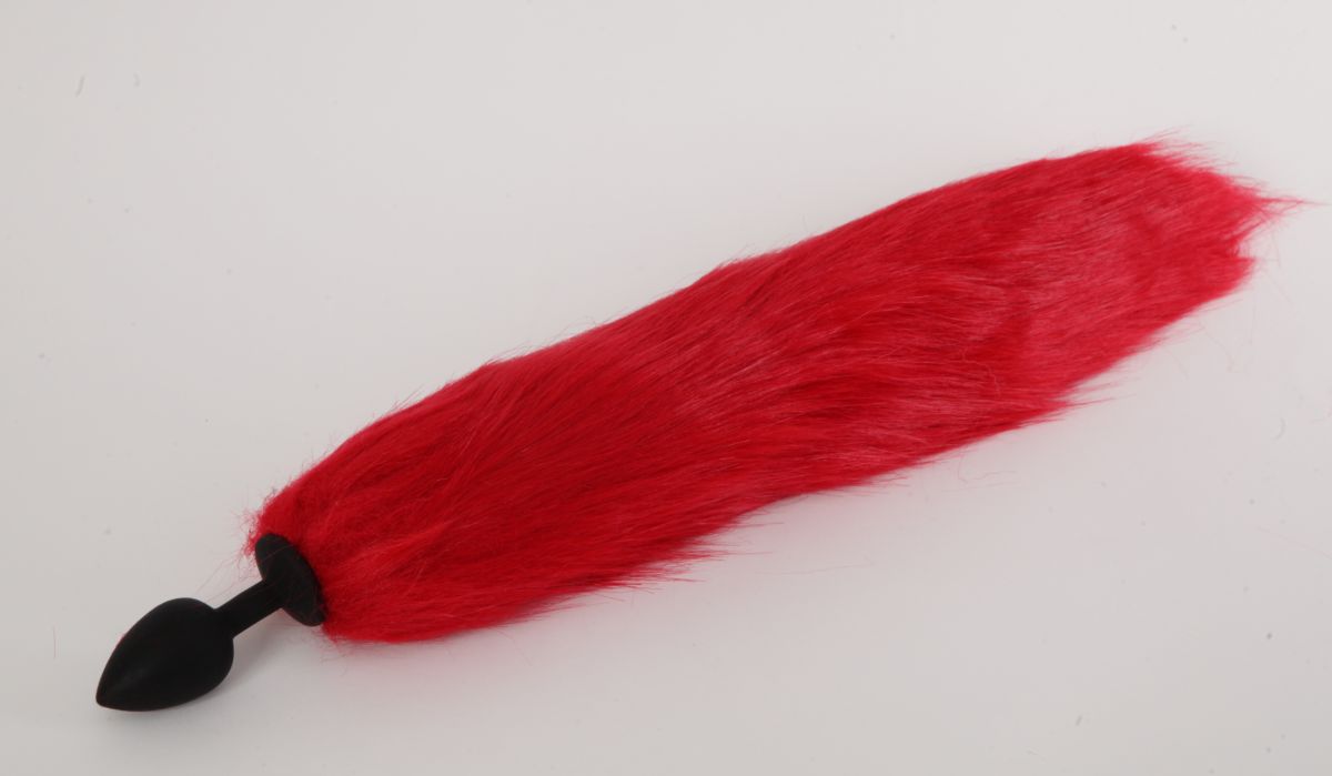 Силиконовая анальная пробка с длинным красным хвостом  Красная лиса  от 4sexdreaM
