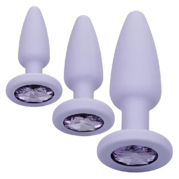 Набор из 3 сиреневых анальных пробок Crystal Booty Kit от California Exotic Novelties