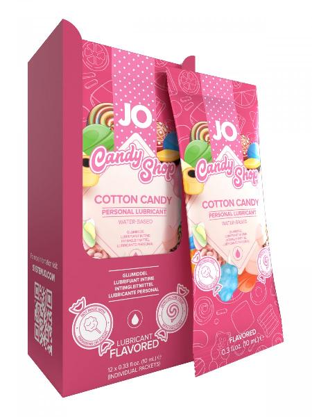 Смазка на водной основе Candy Shop Cotton Candy с ароматом сладкой ваты - 12 саше по 10 мл. от System JO