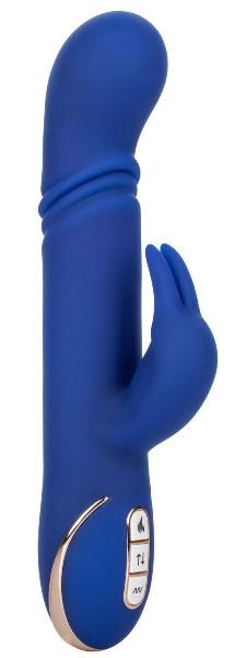 Синий вибратор-кролик с нагревом The Heated Silicone Thrusting G Rabbit - 21,5 см. от California Exotic Novelties