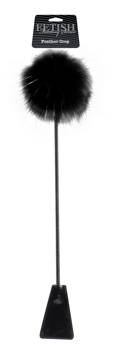 Черный стек Feather Crop с пуховкой на конце - 53,3 см. от Pipedream