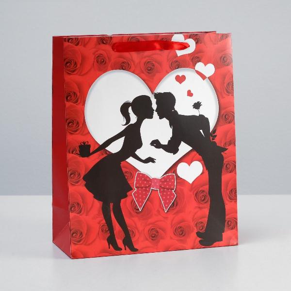 Подарочный пакет  Романтичная парочка  - 32 х 26 см. от Сима-Ленд