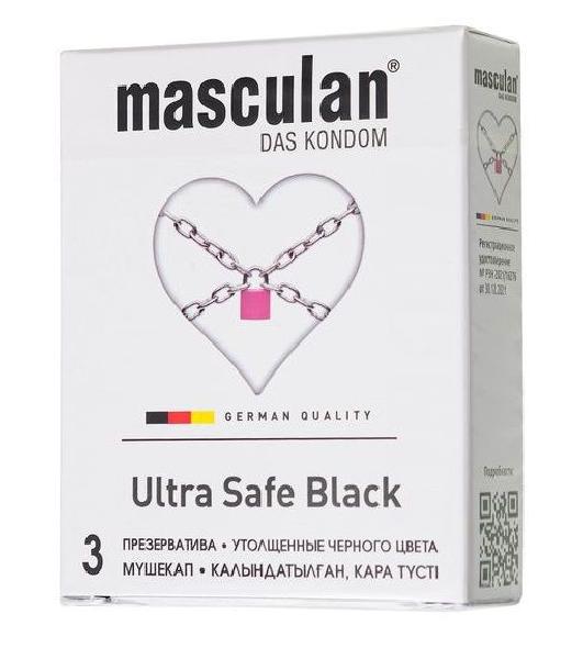 Ультрапрочные презервативы Masculan Ultra Safe Black - 3 шт. от Masculan