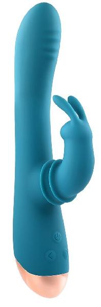 Голубой вибростимулятор-кролик Shimmy and Shake - 22,35 см. от Adam & Eve