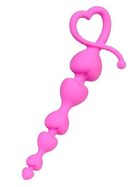 Розовая силиконовая анальная цепочка Sweety - 18,5 см. от ToyFa