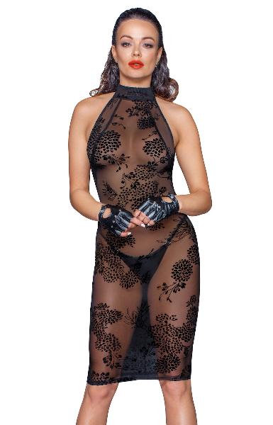 Облегающее платье из тюля с вышивкой Midi tulle dress with velvet straps in the back от Noir Handmade