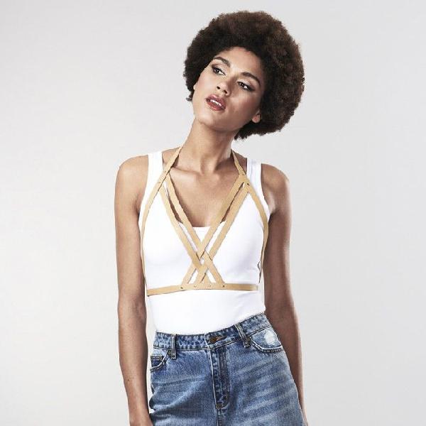 Коричневая портупея Halter Bra Harness от Bijoux Indiscrets